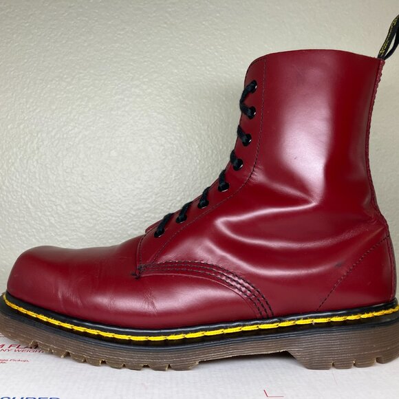 90's Vintage Square Toe Dr. Martens US 9 boots England 1460 cherry red oxblood - Picture 3 of 15